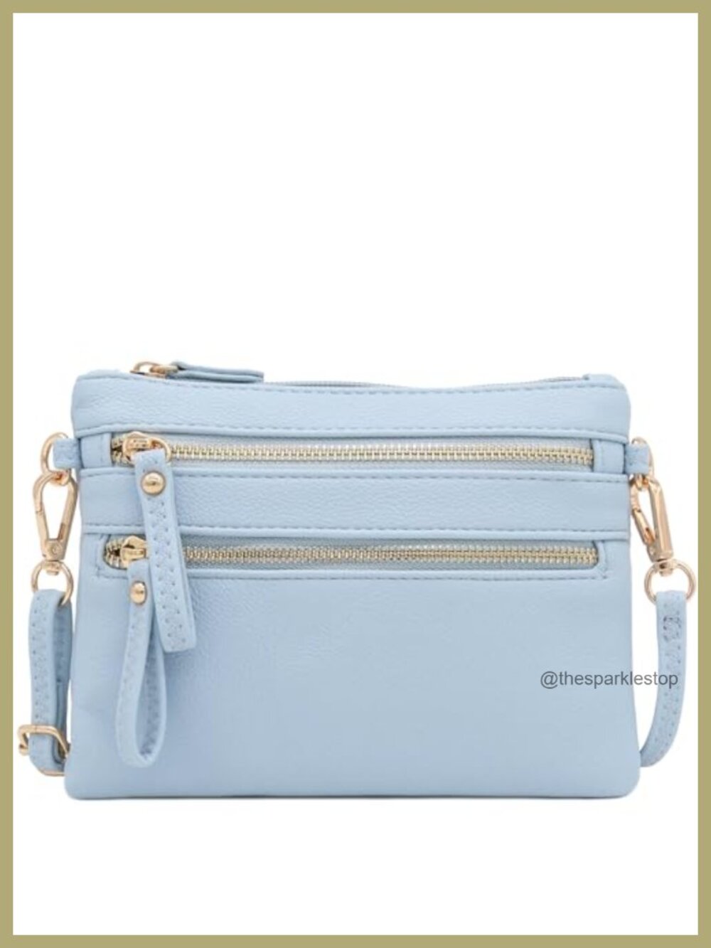 Small Wristlet Crossbody Bag with Multiple Zipper Pockets, Faux Leather
